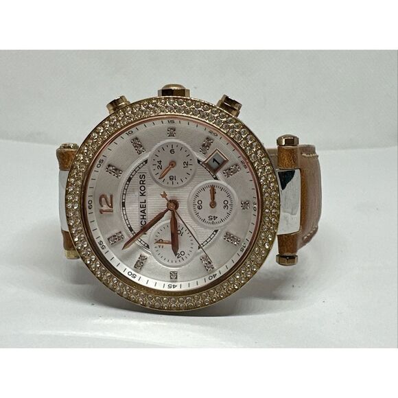 Michael Kors Parker MK5633 Women's Tan Leather Strap Analog Dial Watch NUL30 - Picture 6 of 11